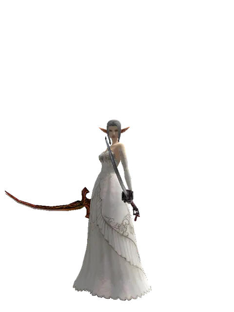 Shamshir*Katana on a female Elf, front view
