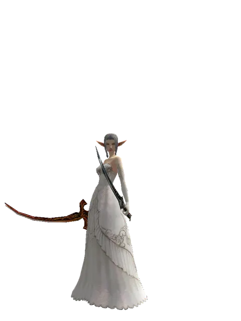 Shamshir*Samurai Long Sword on a female Elf, front view