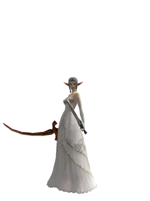 Shamshir*Spirit Sword on a female Elf, front view