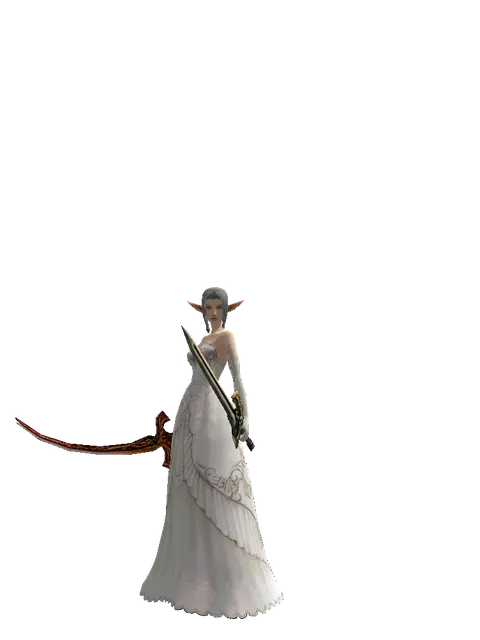 Shamshir*Sword of Delusion on a female Elf, front view
