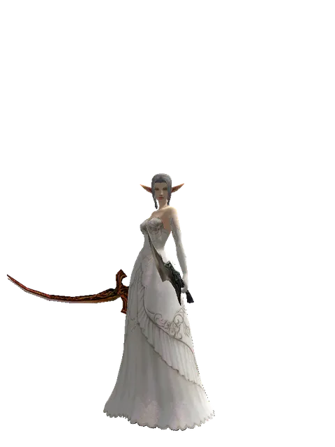 Shamshir*Sword of Limit on a female Elf, front view