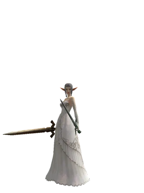 Spinebone Sword*Elven Long Sword on a female Elf, front view
