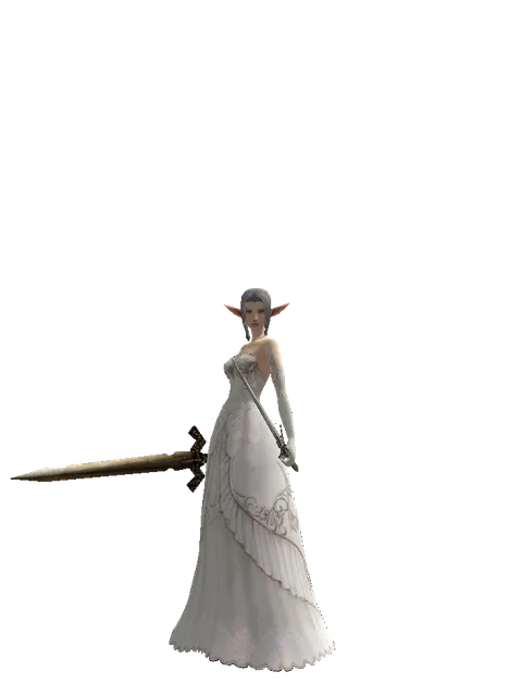 Spinebone Sword*Elven Sword on a female Elf, front view