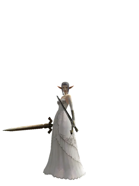 Spinebone Sword*Knight's Sword on a female Elf, front view