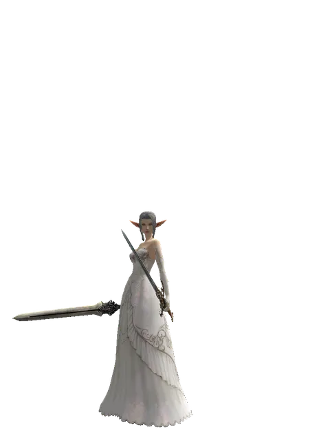 Spirit Sword*Raid Sword on a female Elf, front view