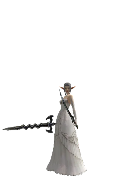 Stormbringer*Samurai Long sword on a female Elf, front view