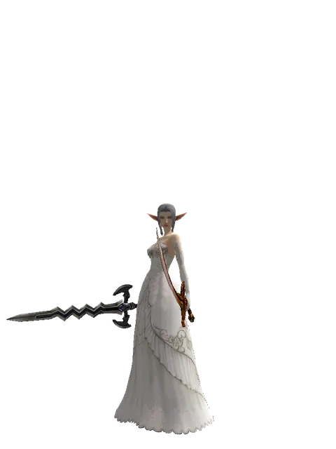 Stormbringer*Shamshir on a female Elf, front view