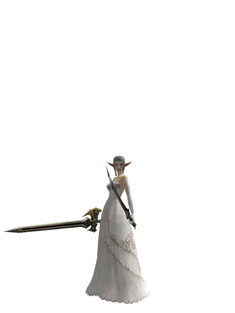 Sword of Delusion*Samurai Long Sword on a female Elf, front view