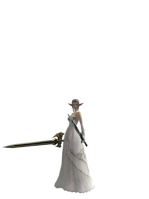 Sword of Delusion*Tsurugi on a female Elf, front view