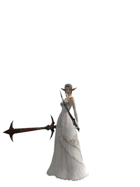 Sword of Nightmare*Samurai Long Sword on a female Elf, front view