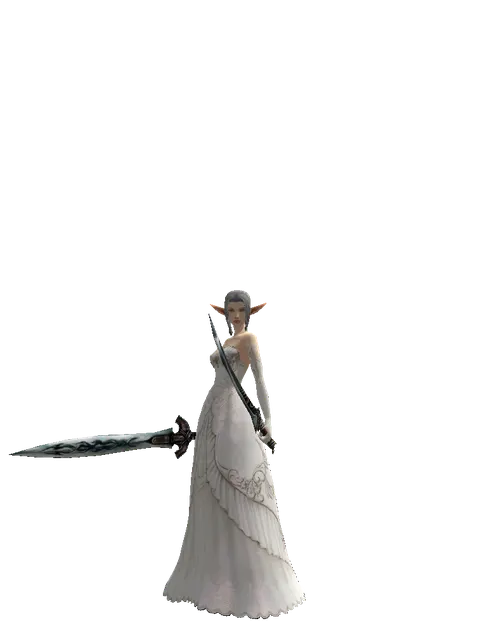Tsurugi*Samurai Long Sword on a female Elf, front view