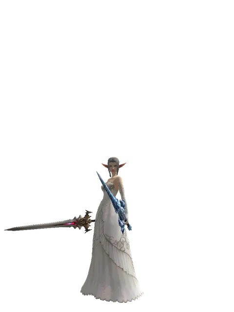 Vesper Dual Sword on a female Elf, front view