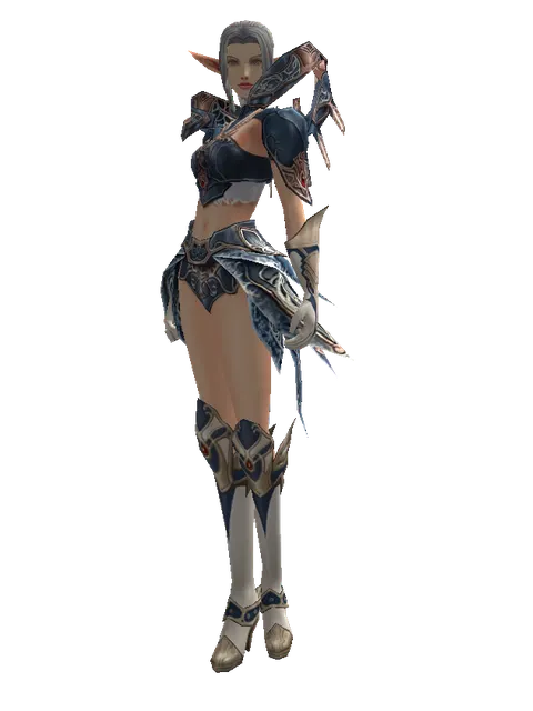 Blue Wolf Set - Heavy on a female Elf, front view