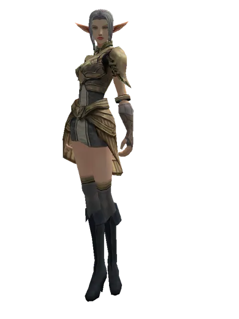 Bronze (heavy armor) on a female Elf, front view