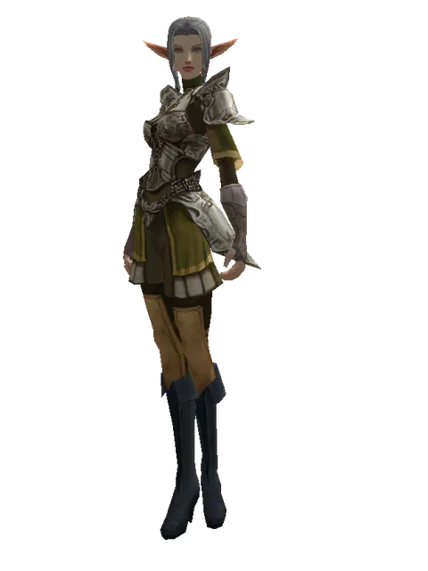 Dwarven Scale (heavy armor) on a female Elf, front view