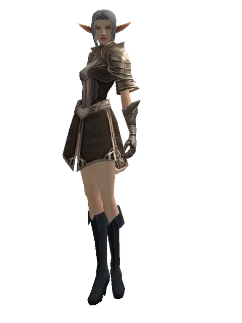 Half Plate (heavy armor) on a female Elf, front view