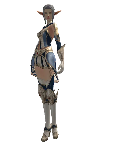 Blue Wolf Leather Set on a female Elf, front view