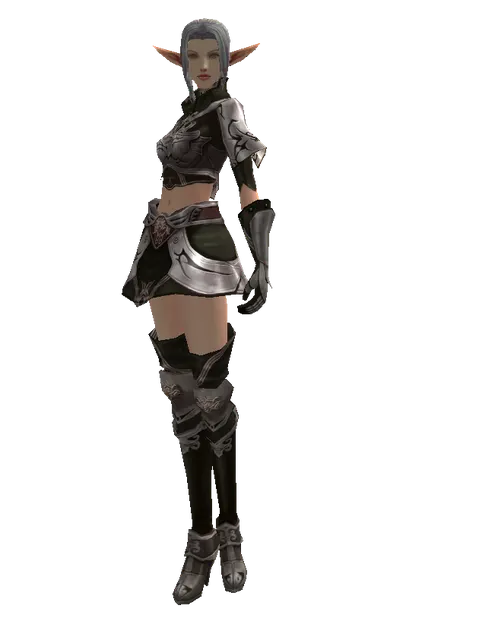 Leather Set of Doom on a female Elf, front view
