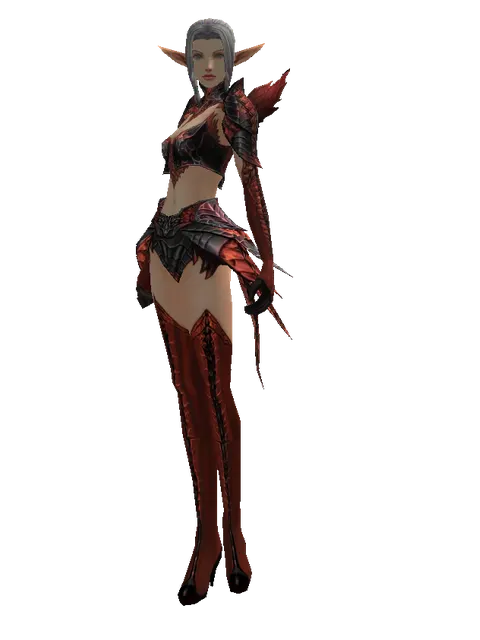 Draconic Leather Set on a female Elf, front view