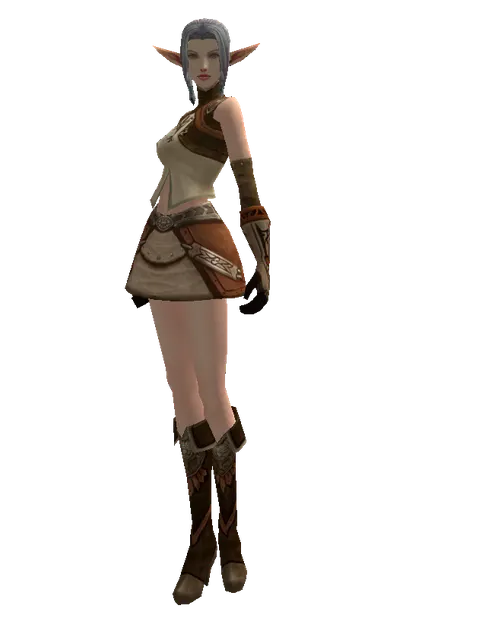 Manticore Skin Set on a female Elf, front view