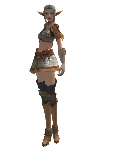 Plated Leather Set on a female Elf, front view