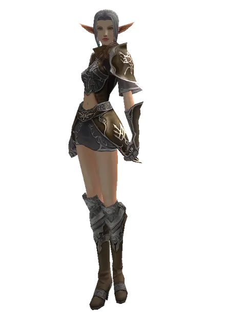 Rind Leather (light armor) on a female Elf, front view