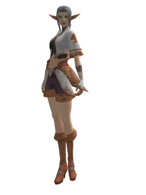 Theca Leather Set on a female Elf, front view