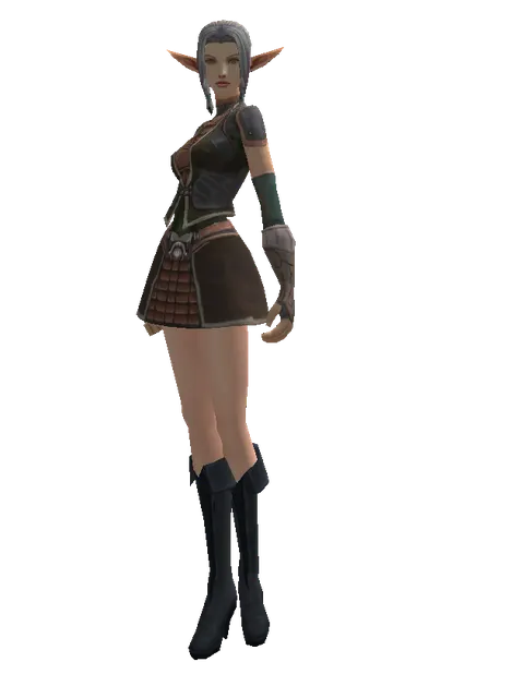 Wooden Set on a female Elf, front view