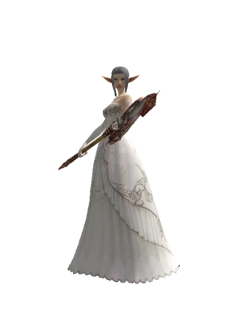 Dragon Claw Axe on a female Elf, front view