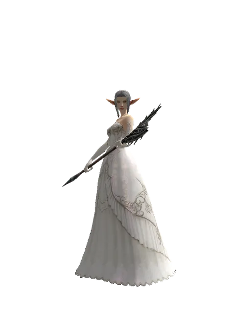 Dwarven Pike on a female Elf, front view