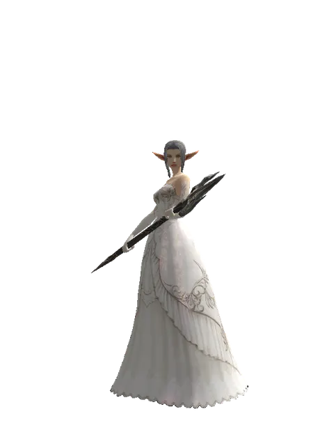Dwarven Trident on a female Elf, front view