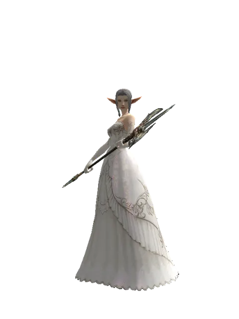 Dynasty Halberd on a female Elf, front view