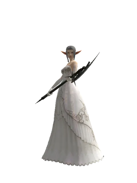 Glaive on a female Elf, front view
