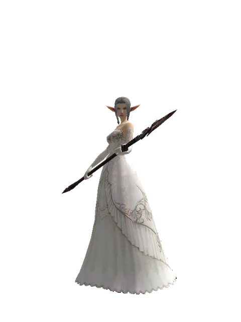 Lance on a female Elf, front view