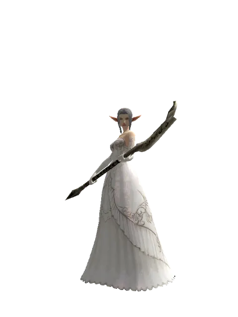 Orcish Glaive on a female Elf, front view