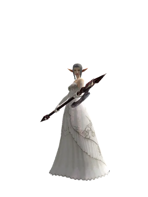 Orcish Halberd on a female Elf, front view