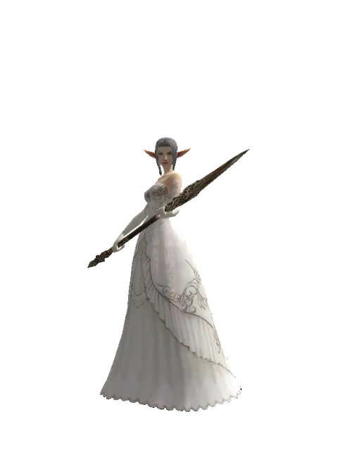 Saint Spear on a female Elf, front view