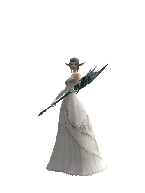 Tiphon's Spear on a female Elf, front view