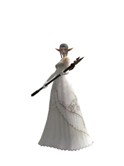 Trident on a female Elf, front view