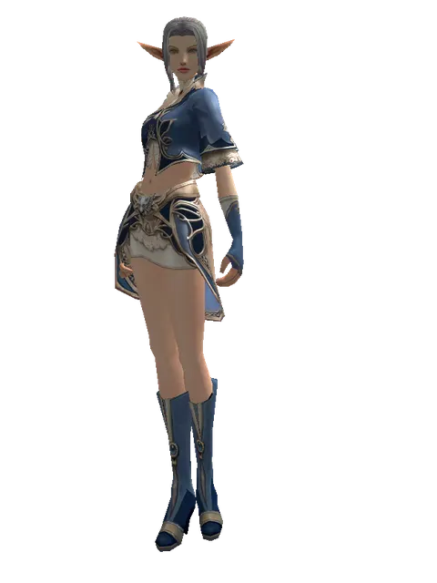 Blue Wolf Set - Robe on a female Elf, front view