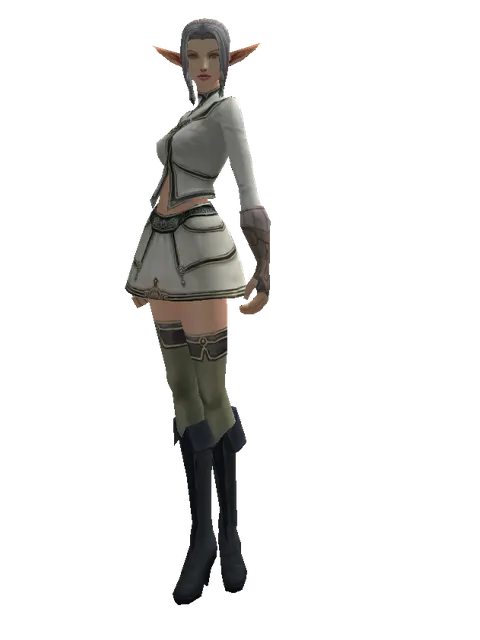 White (robe) on a female Elf, front view