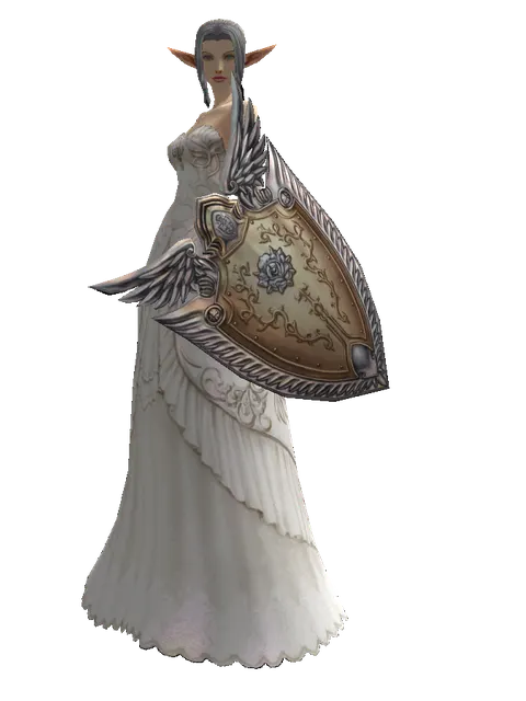 Imperial Crusader Shield on a female Elf, front view