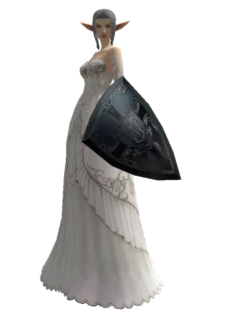 Kite Shield on a female Elf, front view