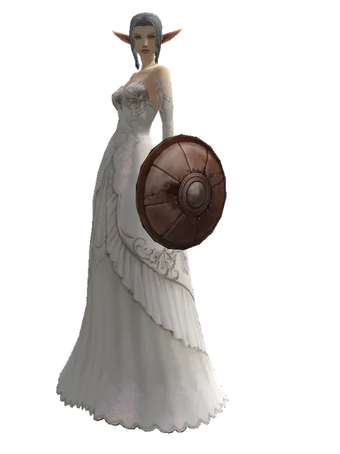 Leather Shield on a female Elf, front view