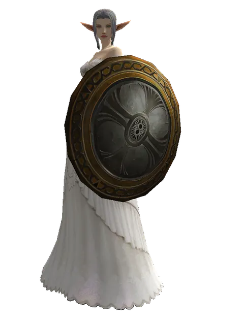Mia Shield on a female Elf, front view