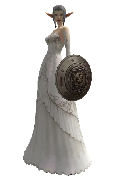Round Shield on a female Elf, front view
