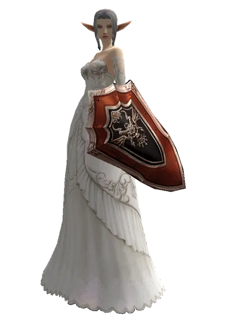 Shield of Nightmare on a female Elf, front view