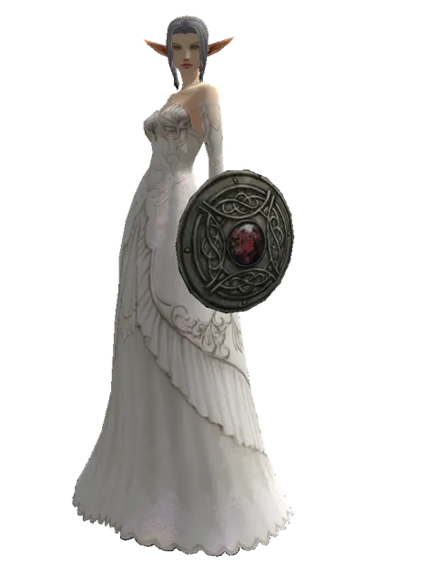 Shield of Pledge on a female Elf, front view