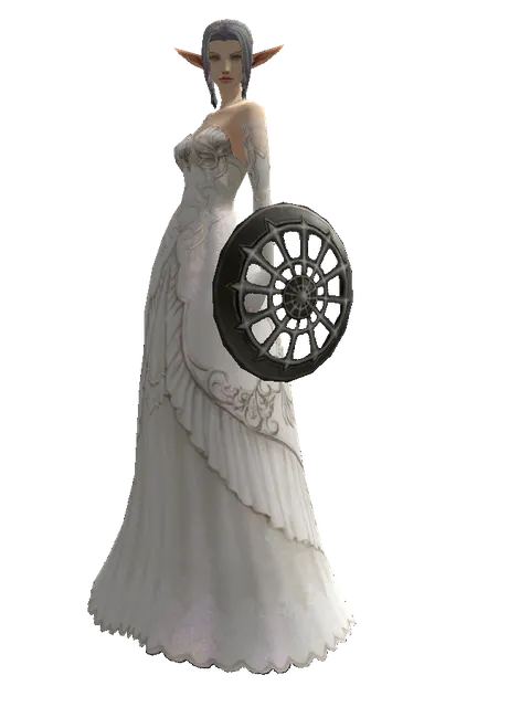 Skeleton Buckler on a female Elf, front view