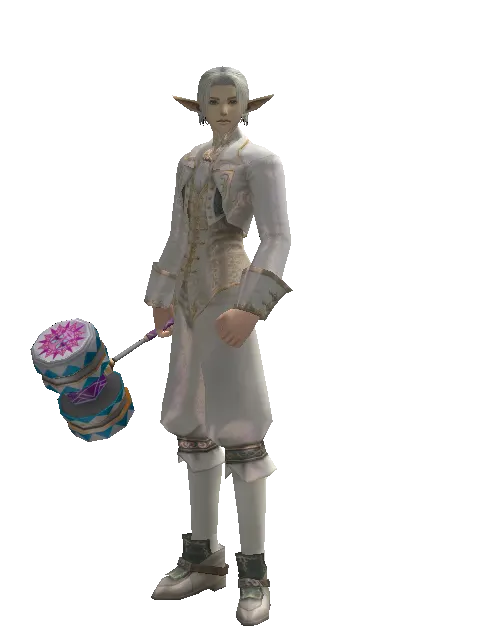 Blue Clown Hammer on a male Elf, front view